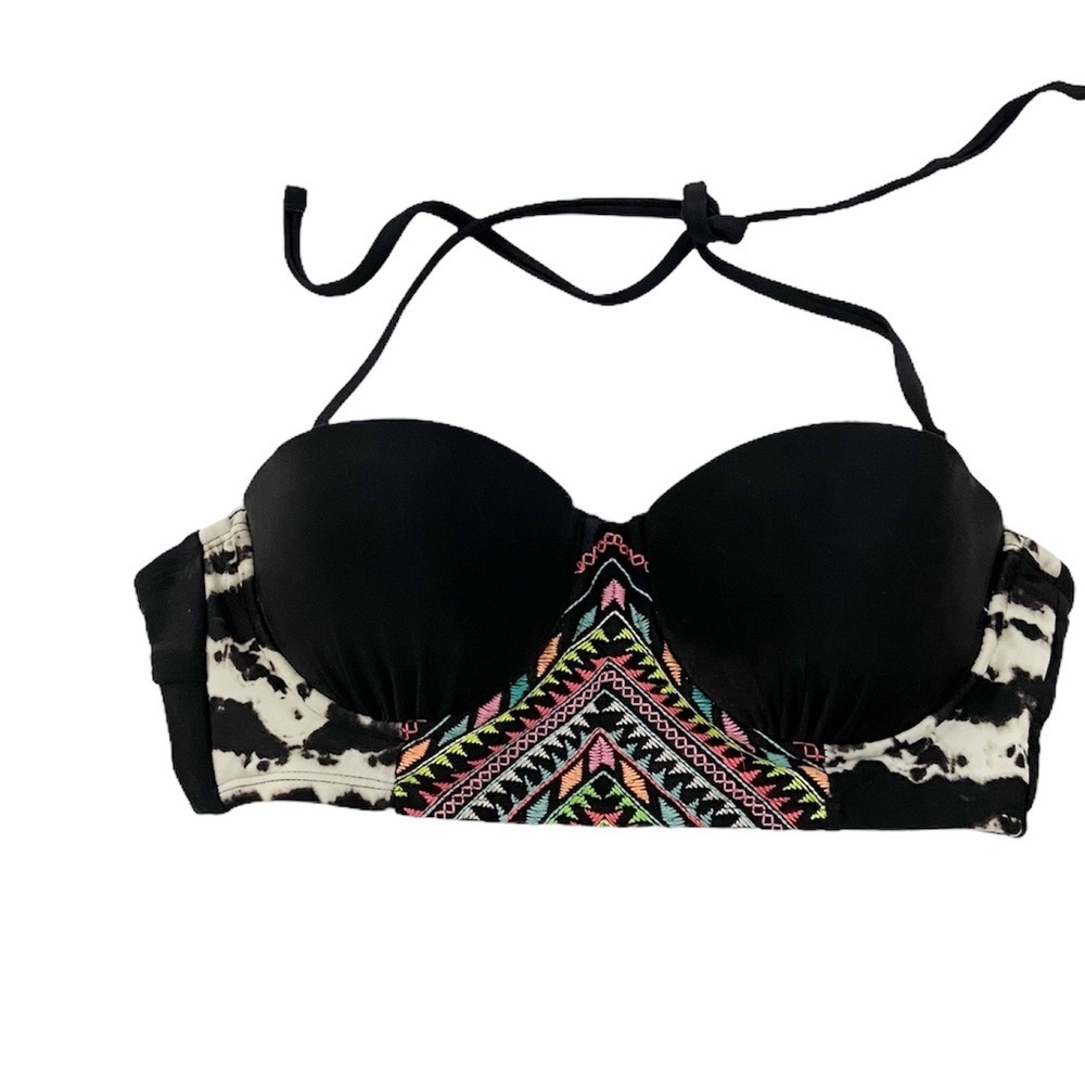 Xhileration Bikini Top Embroidered Boho Push-Up Women Size M
